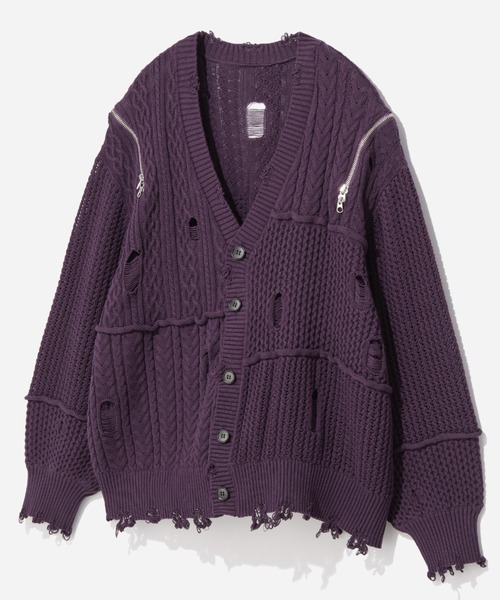 【未使用に近い】BIGダメージZIPカーディガン HARE 売り切れ商品 BIGダメージZIPカーディガン(HARE)（カーディガン/ボレロ）｜HARE