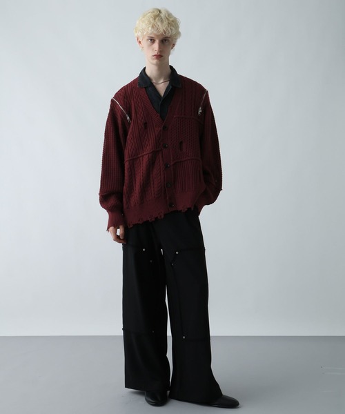 セール】BIGダメージZIPカーディガン(HARE)（カーディガン/ボレロ