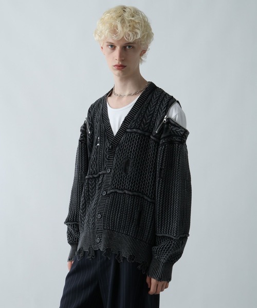 BIGダメージZIPカーディガン(HARE)（カーディガン/ボレロ