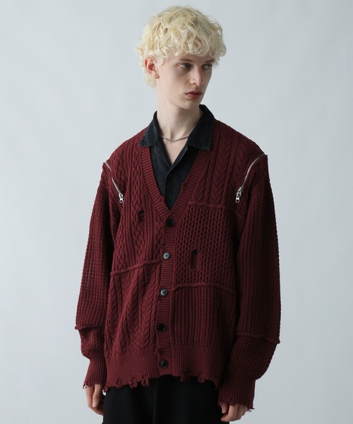 HARE BIGダメージZIPカーディガン(HARE BIGダメージZIPカーディガン(HARE)（カーディガン/ボレロ