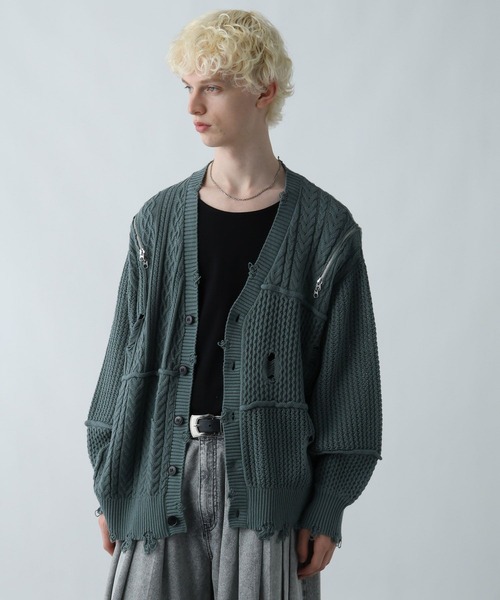HARE BIGダメージZIPカーディガン HARE(ハレ) | ⠀ 【NEW ARRIVAL】 __ ⁡ BIGダメージZIP