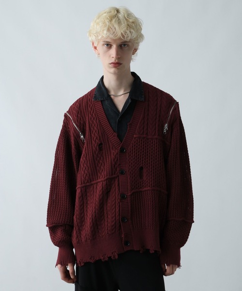 BIGダメージZIPカーディガン(HARE)（カーディガン/ボレロ