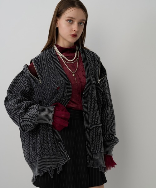 HARE BIGダメージZIPカーディガン(HARE BIGダメージZIPカーディガン(HARE)（カーディガン/ボレロ