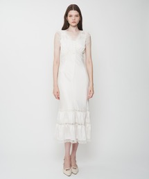 サテンシフォンレースMIXドレス