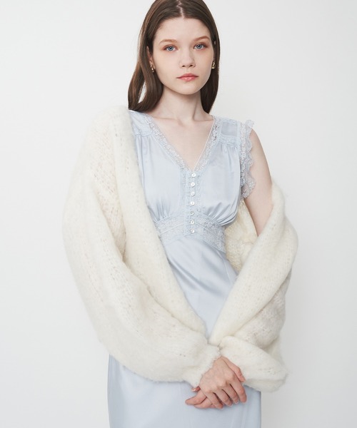 ME COUTURE（ミークチュール）の「サテンシフォンレースMIXドレス（ワンピース・レディース・ライトブルー/ベビーピンク/オフホワイト・00/FREE）」の2枚目の写真