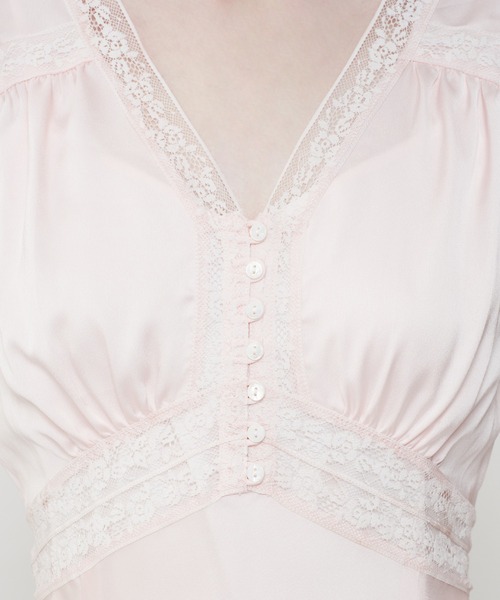 ME COUTURE（ミークチュール）の「サテンシフォンレースMIXドレス（ワンピース・レディース・ライトブルー/ベビーピンク/オフホワイト・00/FREE）」の12枚目の写真