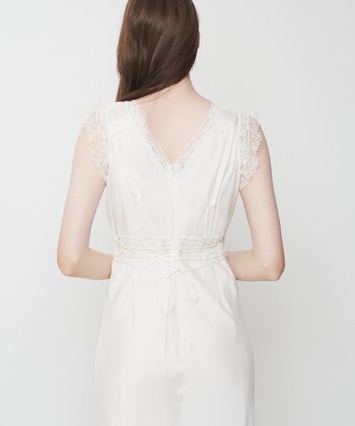 ME COUTURE（ミークチュール）の「サテンシフォンレースMIXドレス（ワンピース・レディース・ライトブルー/ベビーピンク/オフホワイト・00/FREE）」の8枚目の写真