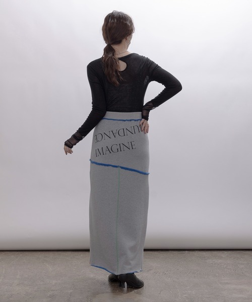 Eimee Law（エイミーロウ）の「配色ボアスウェット バックテキストジップスカート（スカート・レディース・ライトグレー/オートミール/ネイビー・FREE）」の7枚目の写真