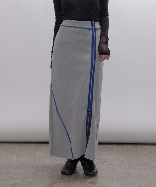 Eimee Law（エイミーロウ）の「配色ボアスウェット バックテキストジップスカート（スカート・レディース・ライトグレー/オートミール/ネイビー・FREE）」の8枚目の写真