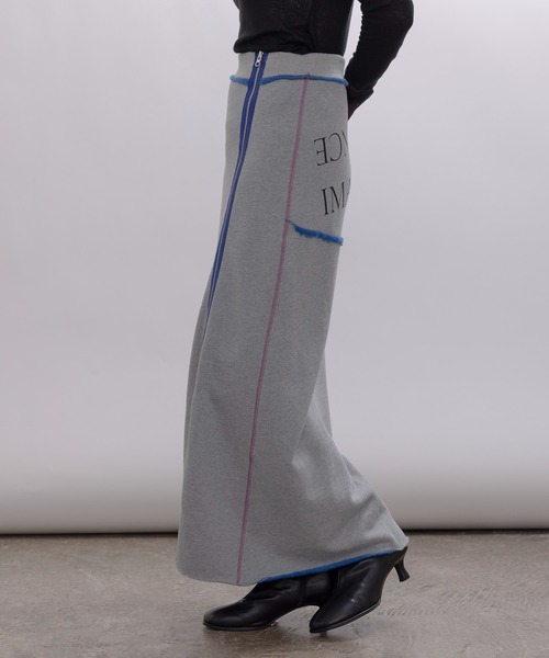 Eimee Law（エイミーロウ）の「配色ボアスウェット バックテキストジップスカート（スカート・レディース・ライトグレー/オートミール/ネイビー・FREE）」の9枚目の写真