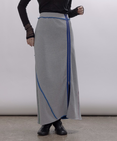 Eimee Law（エイミーロウ）の「配色ボアスウェット バックテキストジップスカート（スカート・レディース・ライトグレー/オートミール/ネイビー・FREE）」の12枚目の写真