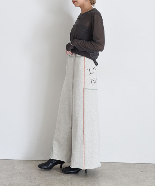 セール】配色ボアスウェット バックテキストジップスカート（スカート