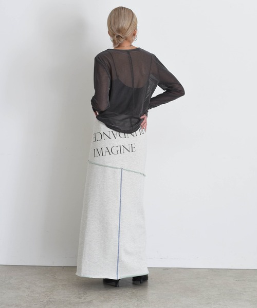 配色ボアスウェット バックテキストジップスカート Eimee Law│Eimee