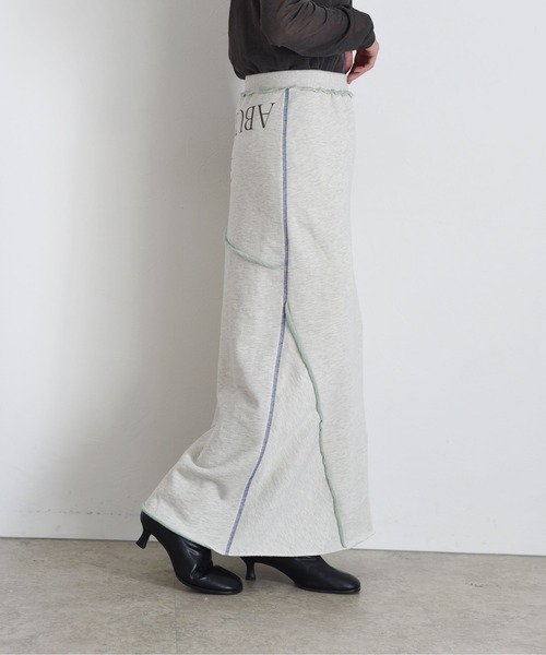 セール】配色ボアスウェット バックテキストジップスカート（スカート