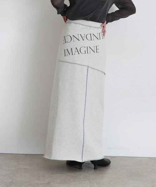 配色ボアスウェット バックテキストジップスカート Eimee Law│Eimee