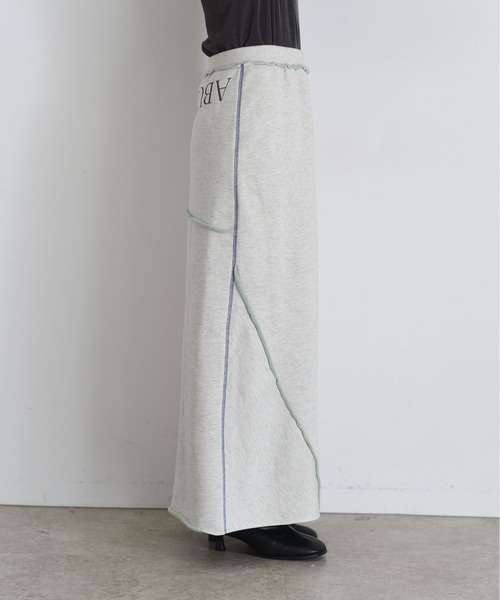 セール】配色ボアスウェット バックテキストジップスカート（スカート