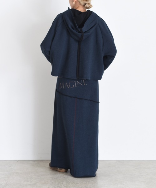 セール】配色ボアスウェット バックテキストジップスカート（スカート