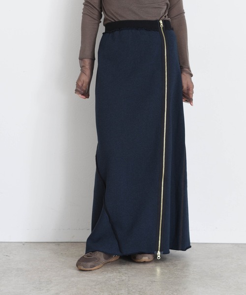 配色ボアスウェット バックテキストジップスカート Eimee Law│Eimee