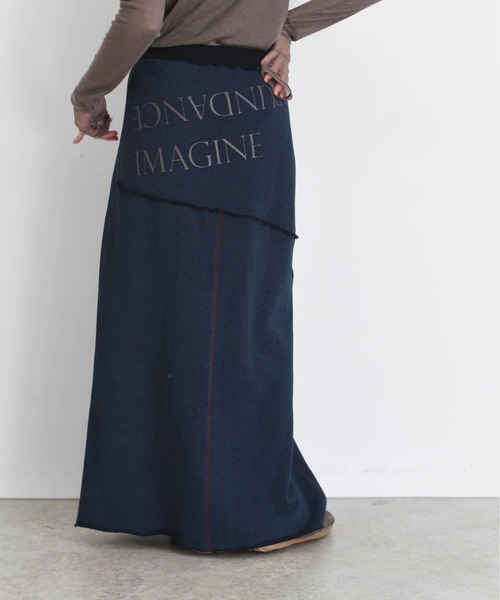 セール】配色ボアスウェット バックテキストジップスカート（スカート