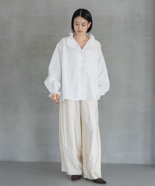 A part by（アパートバイ）の「フリル2WAYブラウス（シャツ/ブラウス・レディース・アイボリー/ブラック・FREE）」の3枚目の写真