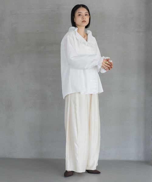 A part by（アパートバイ）の「フリル2WAYブラウス（シャツ/ブラウス・レディース・アイボリー/ブラック・FREE）」の4枚目の写真