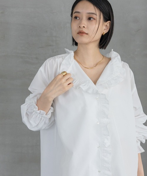 A part by（アパートバイ）の「フリル2WAYブラウス（シャツ/ブラウス・レディース・アイボリー/ブラック・FREE）」の10枚目の写真