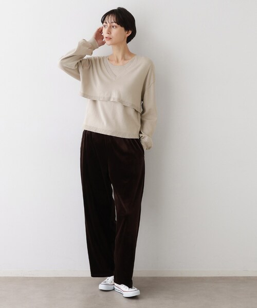 Dessin(デッサン)の「【2点セット/3WAY/洗える】ノースリーブインナー付きVネックショート丈ニット(ニット/セーター・レディース・ネイビー/ボルドー/ナチュラル・02)」の8枚目の写真