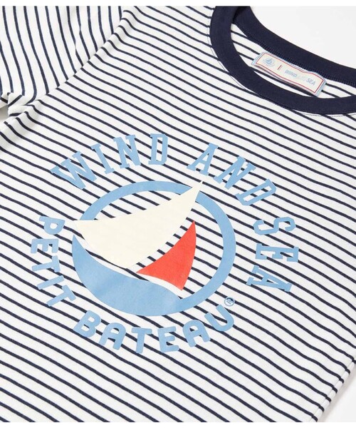 PETIT BATEAU（プチバトー）の「Ｗ＆Ｓプリント半袖Ｔシャツ（Tシャツ/カットソー・レディース・ホワイト×ネイビー・X-SMALL/SMALL/MEDIUM）」の3枚目の写真