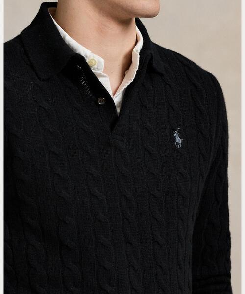 POLO RALPH LAUREN(ポロ ラルフ ローレン)の「ケーブルニット ウールカシミヤ セーター(ニット/セーター・メンズ・ブラック系1・S/M/L/XS)」の4枚目の写真