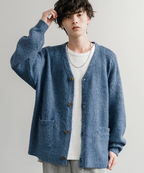 Rocky Monroe（ロッキーモンロー）の「オーバーサイズシャギーニットカーディガン（カーディガン/ボレロ・メンズ・ブラック/ワイン/ブルー/チャコール/マスタード/ネイビー・M/L/XL）」の4枚目の写真