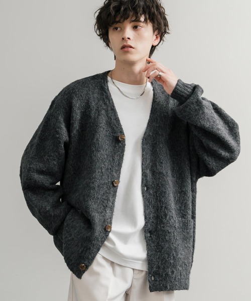 Rocky Monroe（ロッキーモンロー）の「オーバーサイズシャギーニットカーディガン（カーディガン/ボレロ・メンズ・ブラック/ワイン/ブルー/チャコール/マスタード/ネイビー・M/L/XL）」の2枚目の写真