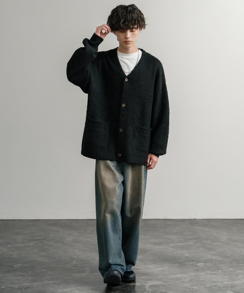 Rocky Monroe（ロッキーモンロー）の「オーバーサイズシャギーニットカーディガン（カーディガン/ボレロ・メンズ・ブラック/ワイン/ブルー/チャコール/マスタード/ネイビー・M/L/XL）」の14枚目の写真