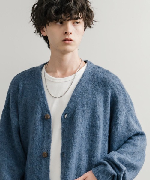 Rocky Monroe（ロッキーモンロー）の「オーバーサイズシャギーニットカーディガン（カーディガン/ボレロ・メンズ・ブラック/ワイン/ブルー/チャコール/マスタード/ネイビー・M/L/XL）」の13枚目の写真