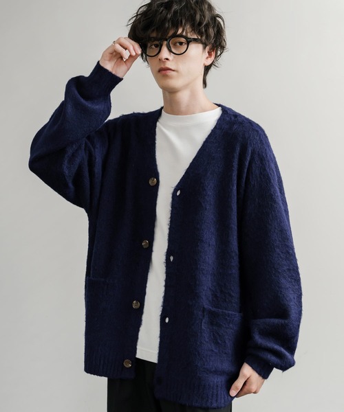 Rocky Monroe（ロッキーモンロー）の「オーバーサイズシャギーニットカーディガン（カーディガン/ボレロ・メンズ・ブラック/ワイン/ブルー/チャコール/マスタード/ネイビー・M/L/XL）」の10枚目の写真