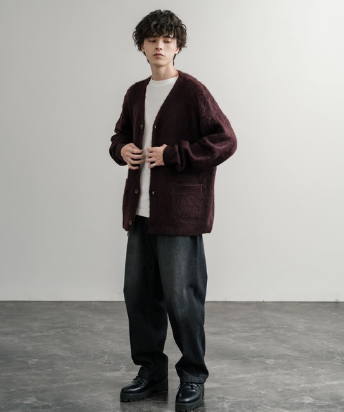 Rocky Monroe（ロッキーモンロー）の「オーバーサイズシャギーニットカーディガン（カーディガン/ボレロ・メンズ・ブラック/ワイン/ブルー/チャコール/マスタード/ネイビー・M/L/XL）」の9枚目の写真