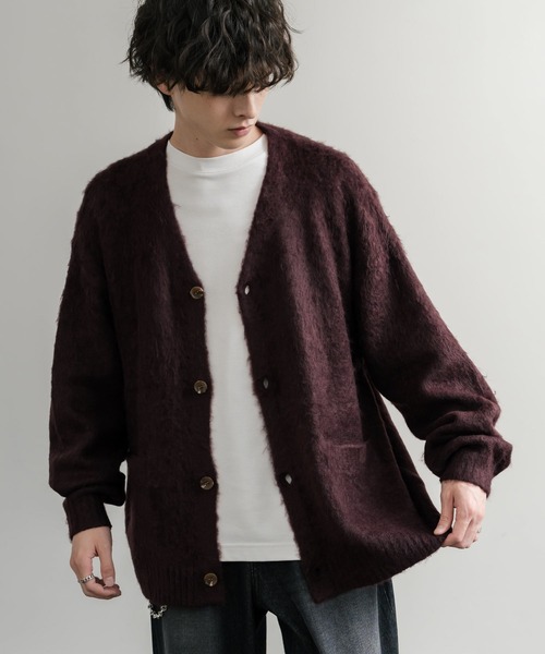 セール】オーバーサイズシャギーニットカーディガン（カーディガン