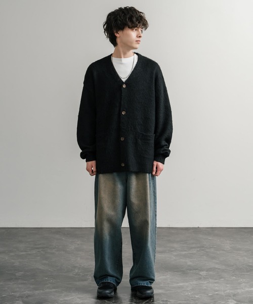 Rocky Monroe（ロッキーモンロー）の「オーバーサイズシャギーニットカーディガン（カーディガン/ボレロ・メンズ・ブラック/ワイン/ブルー/チャコール/マスタード/ネイビー・M/L/XL）」の8枚目の写真