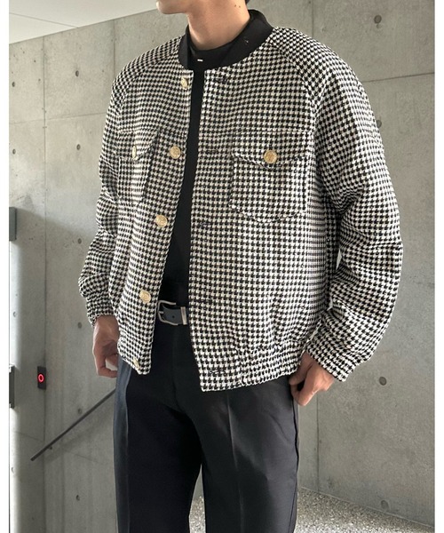 Otte(オッテ)の「ノーカラーチェックジャケット(テーラードジャケット・メンズ・ブラック・LARGE/MEDIUM/X-LARGE)」の3枚目の写真