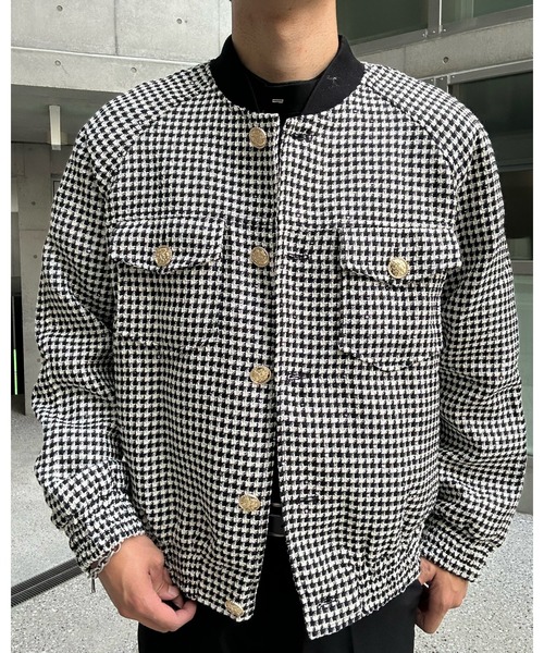 Otte(オッテ)の「ノーカラーチェックジャケット(テーラードジャケット・メンズ・ブラック・LARGE/MEDIUM/X-LARGE)」の8枚目の写真
