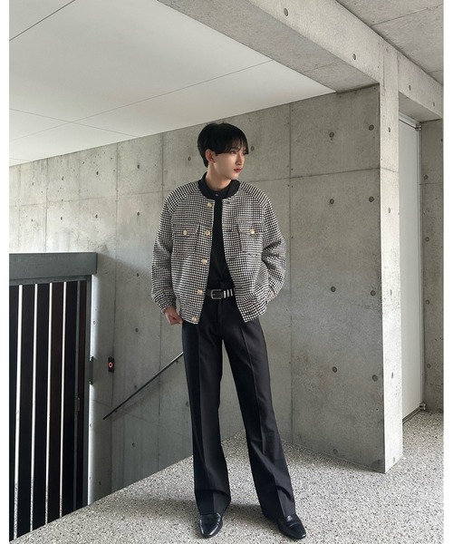 Otte(オッテ)の「ノーカラーチェックジャケット(テーラードジャケット・メンズ・ブラック・LARGE/MEDIUM/X-LARGE)」の4枚目の写真