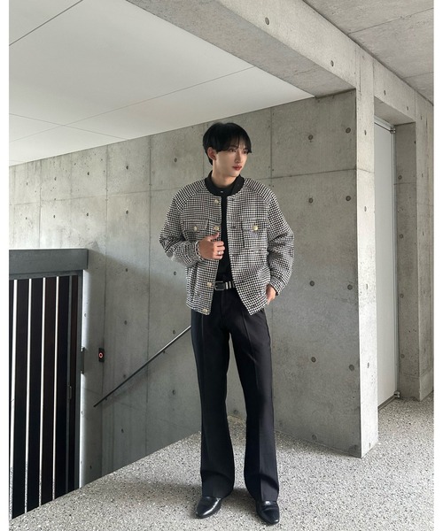 Otte(オッテ)の「ノーカラーチェックジャケット(テーラードジャケット・メンズ・ブラック・LARGE/MEDIUM/X-LARGE)」の5枚目の写真
