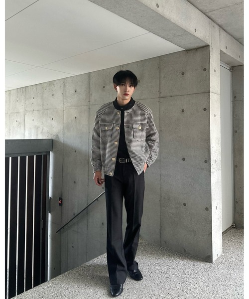 Otte(オッテ)の「ノーカラーチェックジャケット(テーラードジャケット・メンズ・ブラック・LARGE/MEDIUM/X-LARGE)」の6枚目の写真