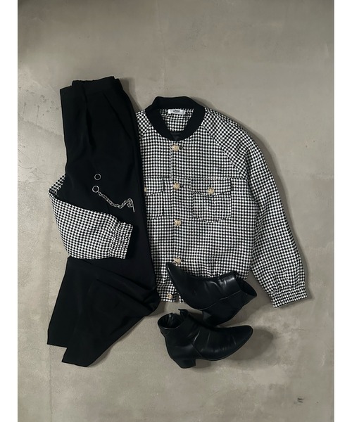 Otte(オッテ)の「ノーカラーチェックジャケット(テーラードジャケット・メンズ・ブラック・LARGE/MEDIUM/X-LARGE)」の9枚目の写真