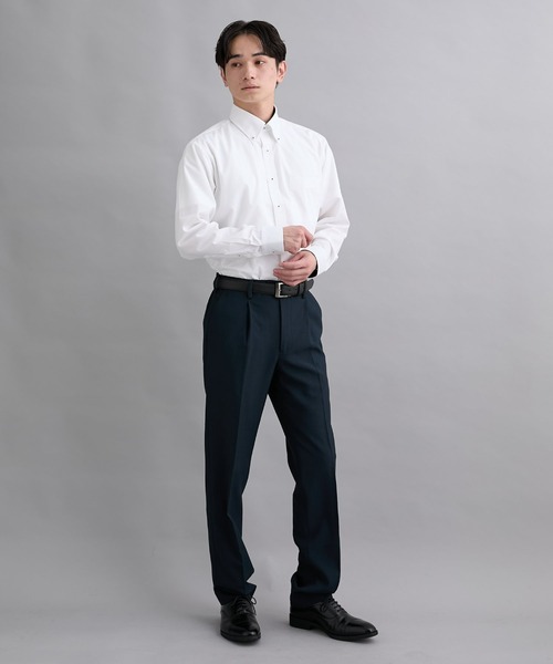 nissen(ニッセン)の「【衿裏・袖口配色】形態安定長袖ボタンダウンワイシャツ (M~8Lサイズ)(ビジネスシャツ・メンズ・ホワイト・5L/4L/3L/LL/L/M/7L/8L/6L)」の3枚目の写真