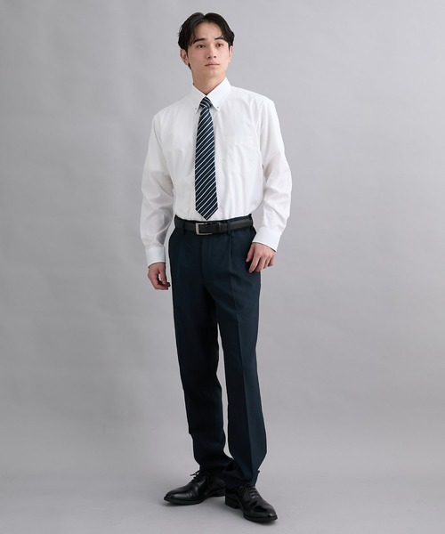 nissen(ニッセン)の「【衿裏・袖口配色】形態安定長袖ボタンダウンワイシャツ (M~8Lサイズ)(ビジネスシャツ・メンズ・ホワイト・5L/4L/3L/LL/L/M/7L/8L/6L)」の5枚目の写真