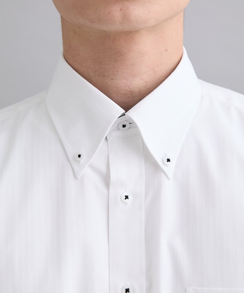nissen(ニッセン)の「【衿裏・袖口配色】形態安定長袖ボタンダウンワイシャツ (M~8Lサイズ)(ビジネスシャツ・メンズ・ホワイト・5L/4L/3L/LL/L/M/7L/8L/6L)」の9枚目の写真