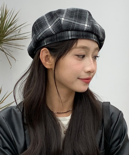 【美品】ジュンヤワタナベコムデギャルソン ハンチング ベレー帽 チェック グレー チェック柄ハンチング帽 | 秋冬 - 古着屋グレープフルーツ ムーン