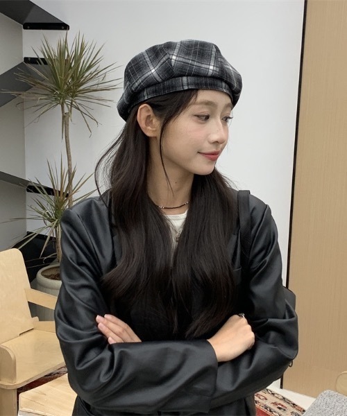 チェック柄 ベレー帽 セール】【25年秋冬新作】チェック柄ベレー帽（ハンチング/ベレー帽