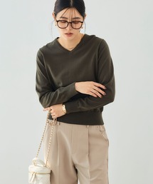 CROSS FUNCTION | 《洗える》綿100％Vネックベーシックニット【CROSS FUNCTION/クロスファンクション】(ニット/セーター)