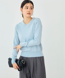 サックスブルー」に該当するニット/セーター（Vネック）ファッション
